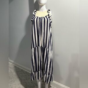 Anthropologie Navy and White Striped Dress
